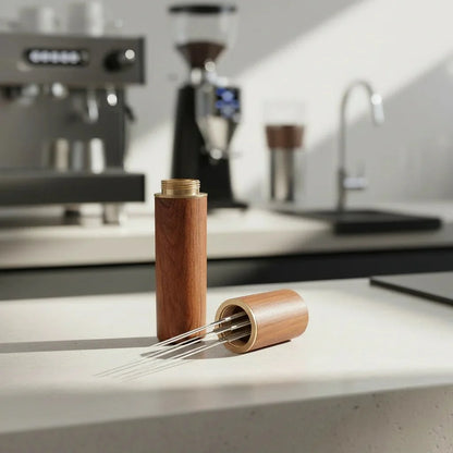 BARISTAPRO – Precision Espresso Tamper with Stainless Steel Needles and Wooden Handle