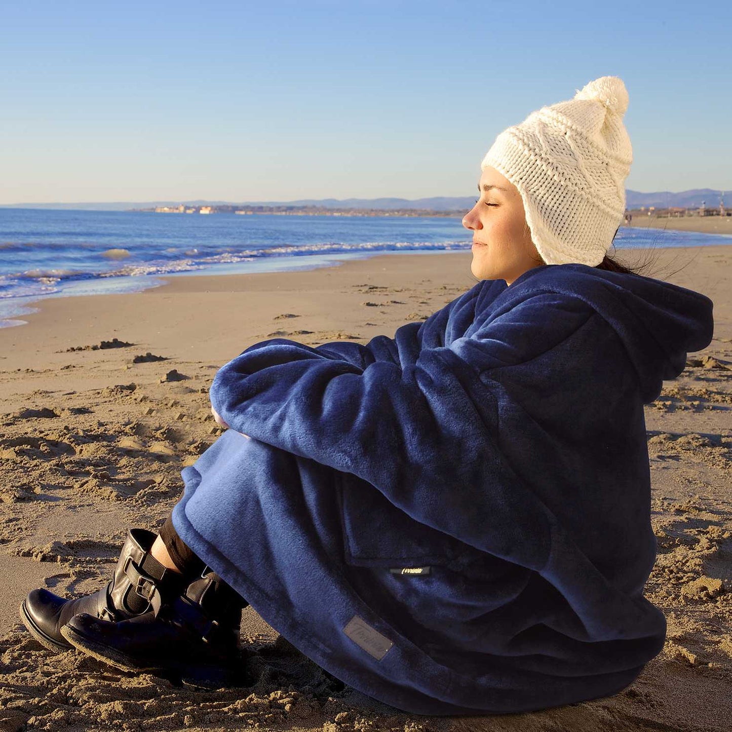 Dark Color Sherpa Oversized Hoodie Blanket