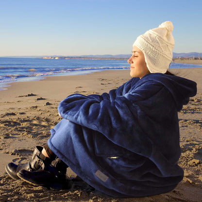 Dark Color Sherpa Oversized Hoodie Blanket