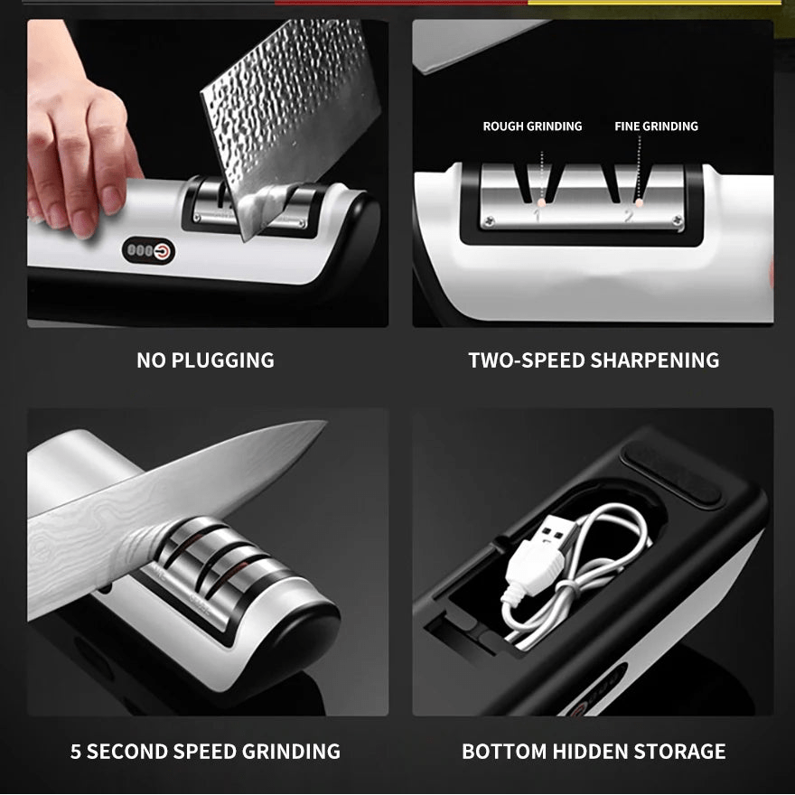 BLADECHARGE – Automatic Electric Knife Sharpener with 3-Speed Functionality