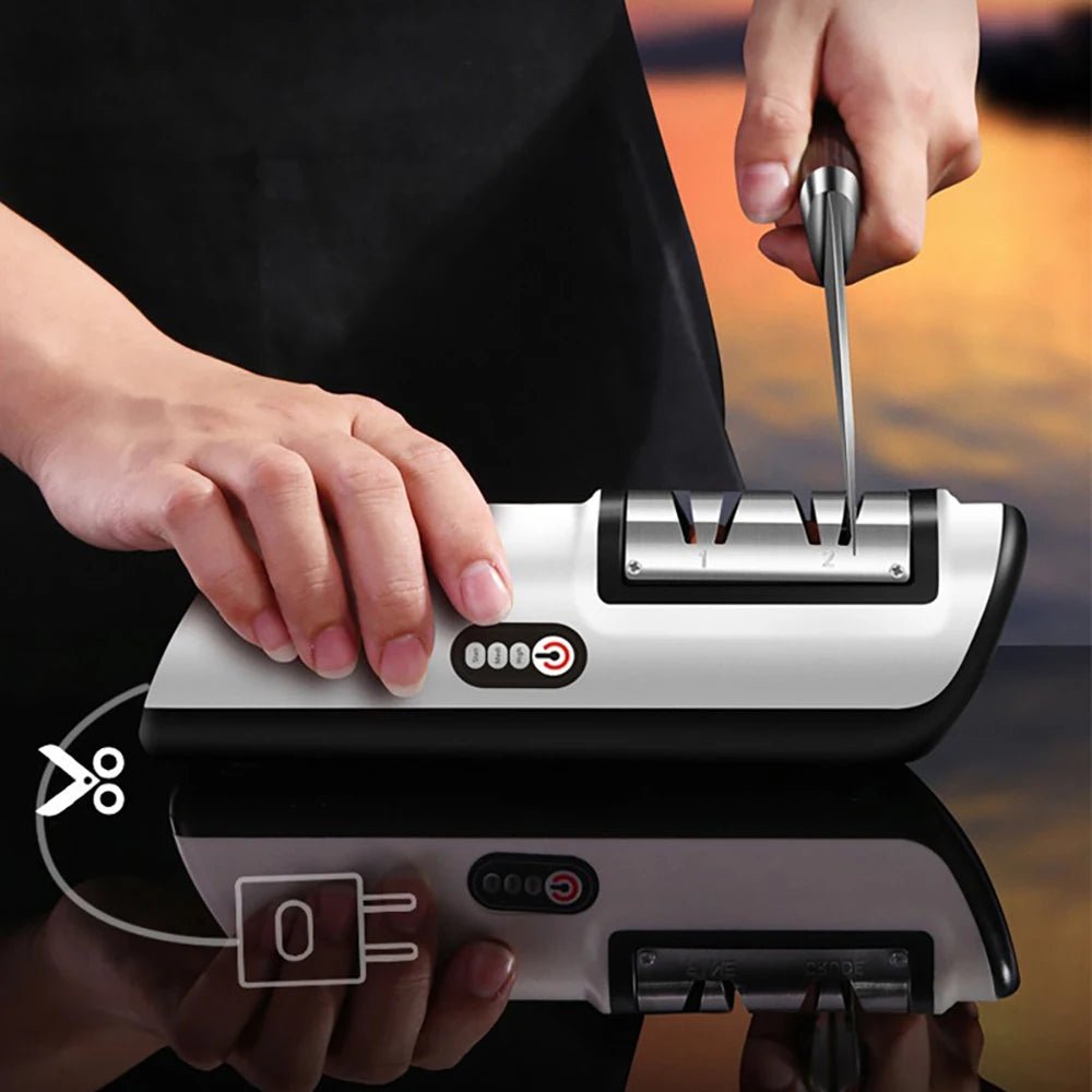 BLADECHARGE – Automatic Electric Knife Sharpener with 3-Speed Functionality