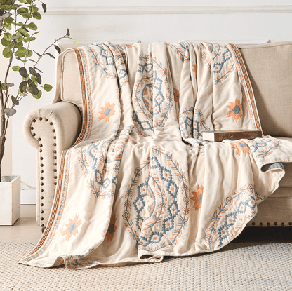 BohoHaven Blanket – Cotton blanket with mandala pattern for indoors & outdoors