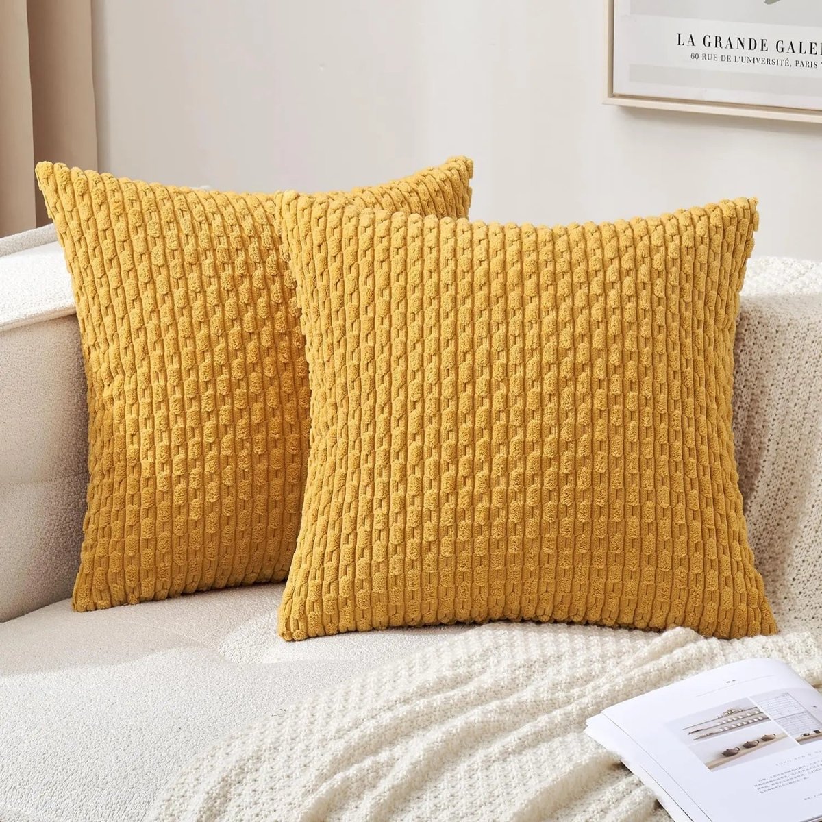 BOHOSTRIPÉ – Boho Stripe Corduroy Throw Pillow for Cozy Home Decor