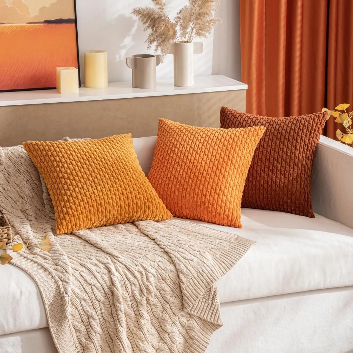 BOHOSTRIPÉ – Boho Stripe Corduroy Throw Pillow for Cozy Home Decor