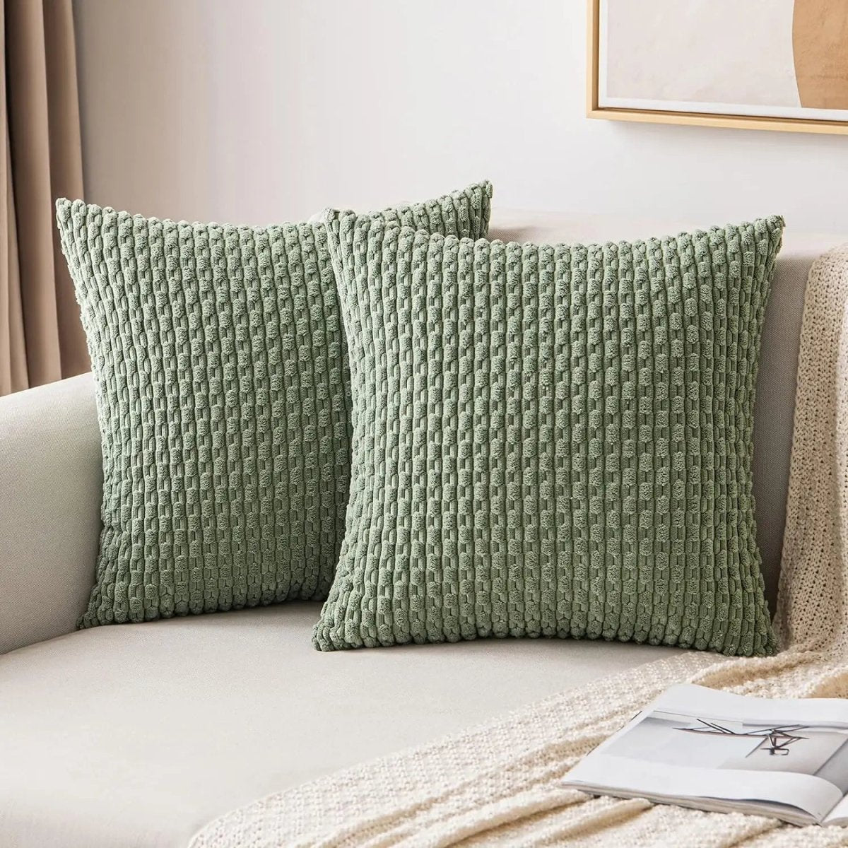 BOHOSTRIPÉ – Boho Stripe Corduroy Throw Pillow for Cozy Home Decor