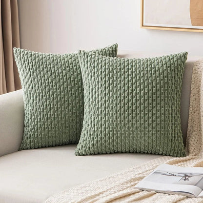 BOHOSTRIPÉ – Boho Stripe Corduroy Throw Pillow for Cozy Home Decor