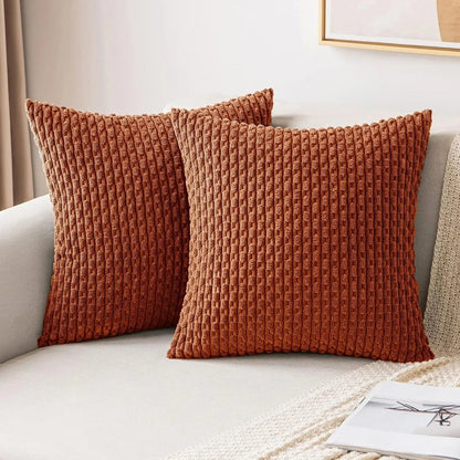 BOHOSTRIPÉ – Boho Stripe Corduroy Throw Pillow for Cozy Home Decor