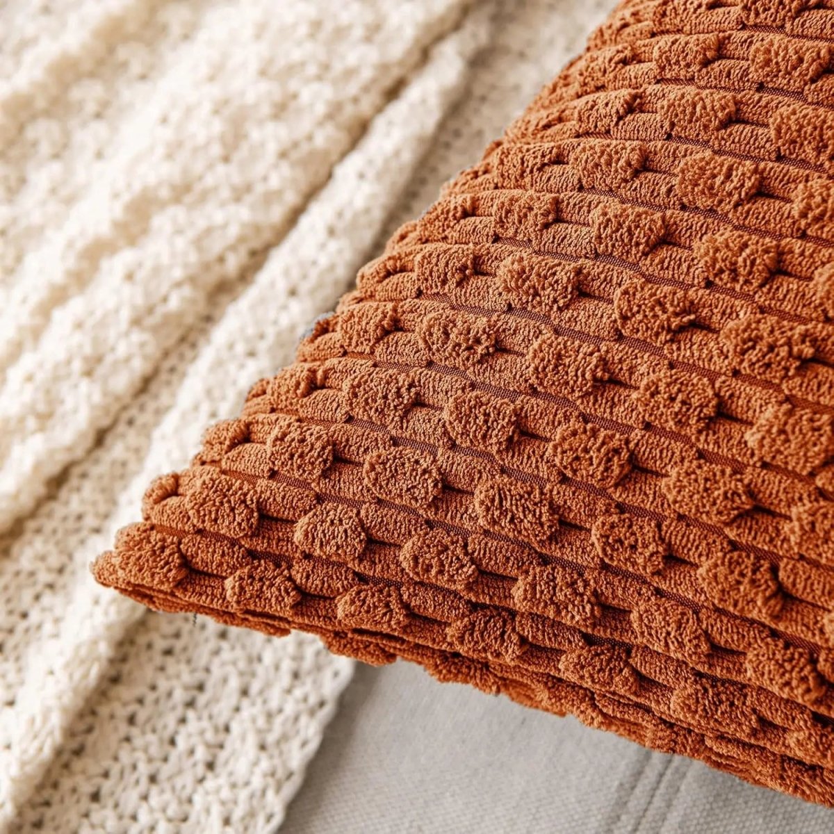 BOHOSTRIPÉ – Boho Stripe Corduroy Throw Pillow for Cozy Home Decor