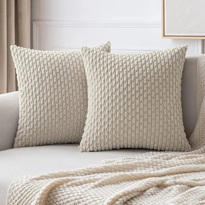 BOHOSTRIPÉ – Boho Stripe Corduroy Throw Pillow for Cozy Home Decor