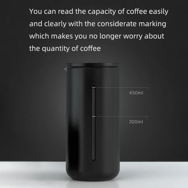 BREWVOYAGE – Lightweight 450ml French Press Coffee Maker with Stainless Steel Filter for Travel