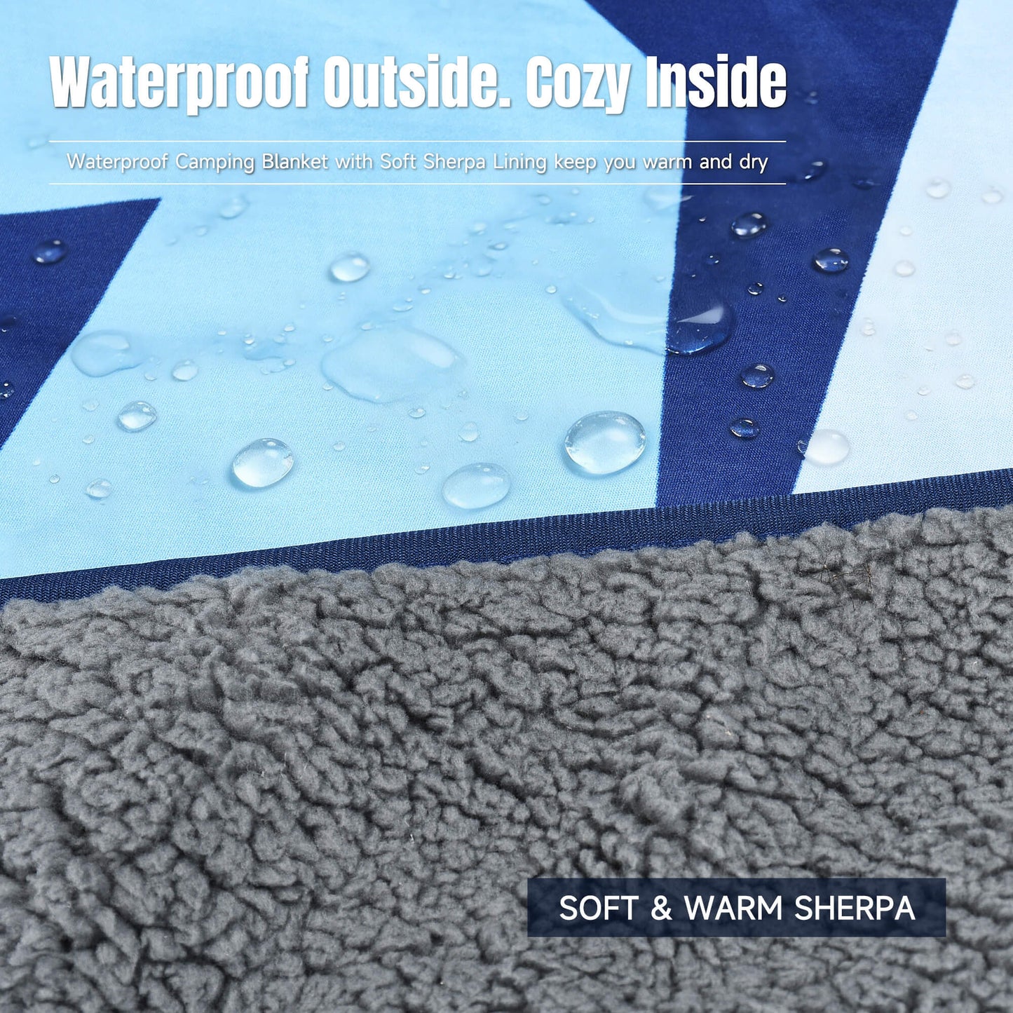 Waterproof Stadium Blanket with Sherpa Lining for Stadium 51''×59''
