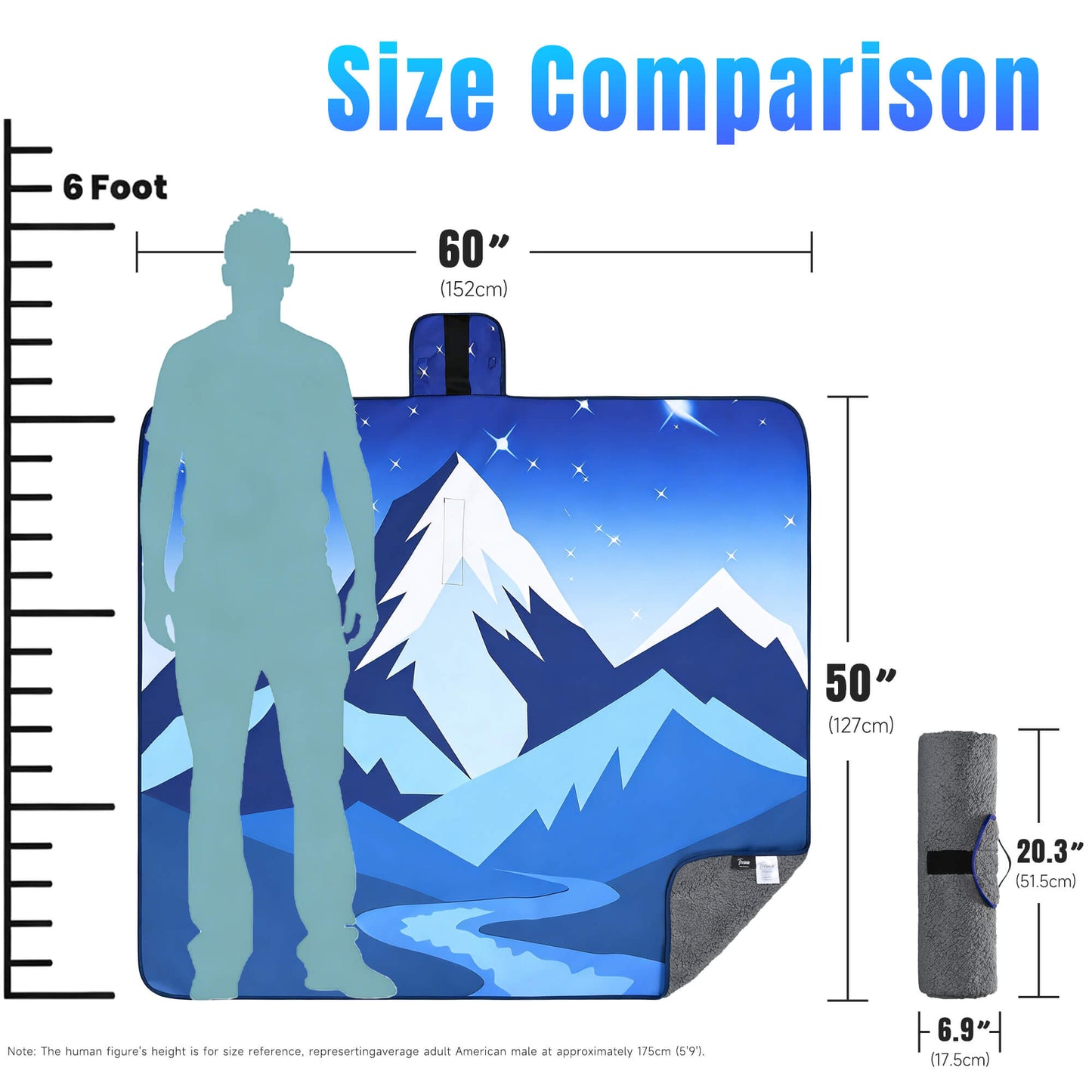 Waterproof Stadium Blanket with Sherpa Lining for Stadium 51''×59''