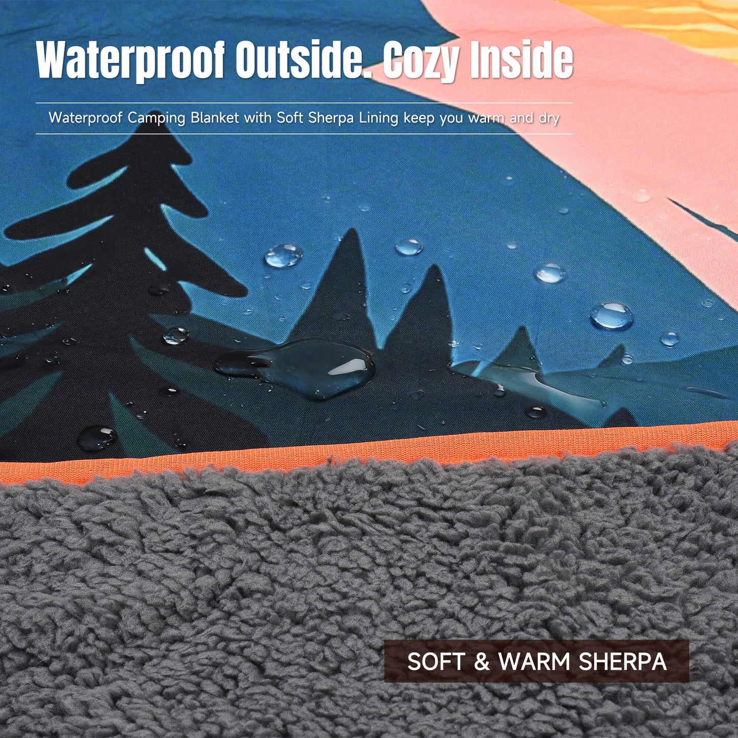 Waterproof Stadium Blanket with Sherpa Lining for Stadium 51''×59''