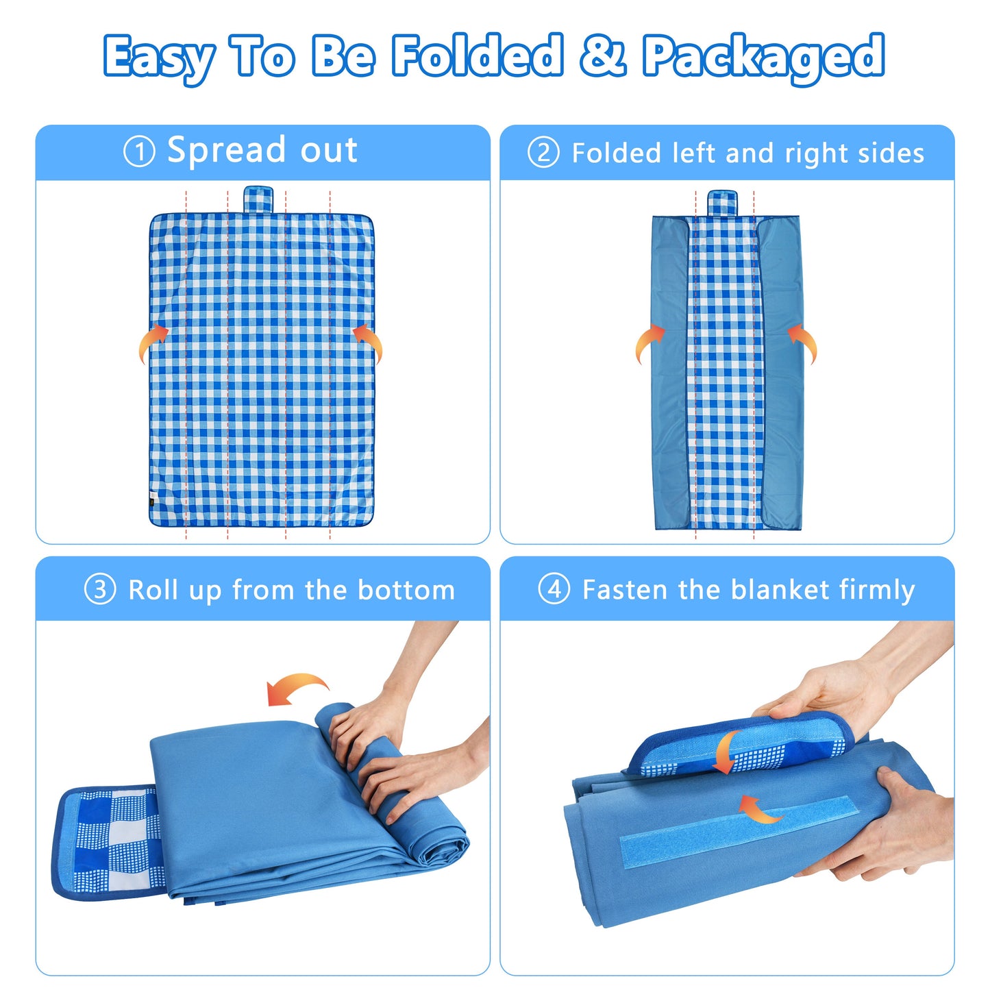 Warp Knit Fabric Camping Waterproof Throw Blanket  for Summer, 60”x 80”