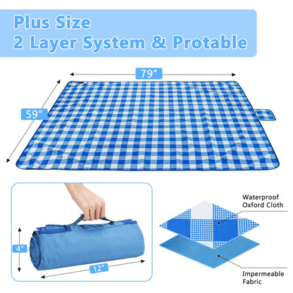 Warp Knit Fabric Camping Waterproof Throw Blanket  for Summer, 60”x 80”