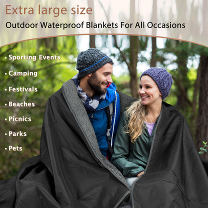 Sherpa Lined Outdoor Stadium Waterproof Blanket for Winter 66''*90''