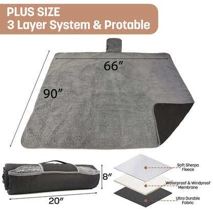 Sherpa Lined Outdoor Stadium Waterproof Blanket for Winter 66''*90''