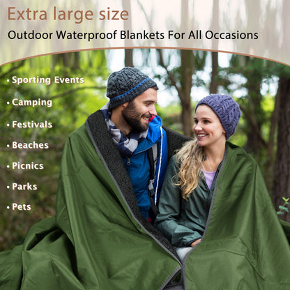 Sherpa Lined Outdoor Stadium Waterproof Blanket for Winter 66''*90''