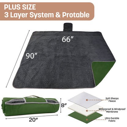 Sherpa Lined Outdoor Stadium Waterproof Blanket for Winter 66''*90''