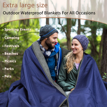 Sherpa Lined Outdoor Stadium Waterproof Blanket for Winter 66''*90''