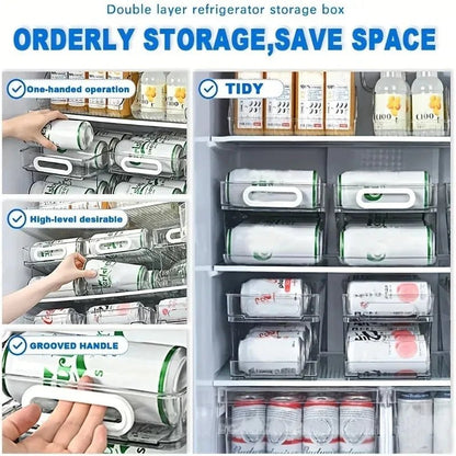 CHILLTIER – 2-Tier Rolling Can Dispenser for Organized Refrigerators