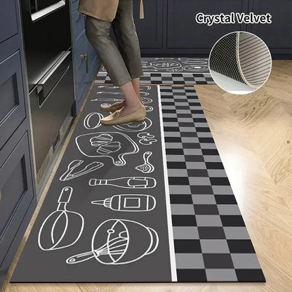CLEANLY SOFTSTEP – Non-Slip Crystal Velvet Kitchen Mat for Elegant Home Comfort