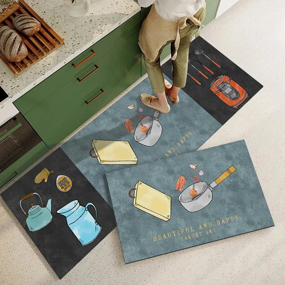 CLEANLY SOFTSTEP – Non-Slip Crystal Velvet Kitchen Mat for Elegant Home Comfort
