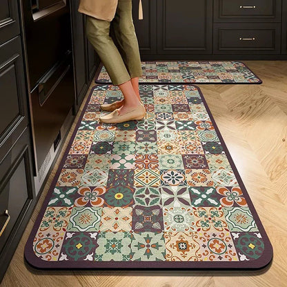CLEANLY SOFTSTEP – Non-Slip Crystal Velvet Kitchen Mat for Elegant Home Comfort