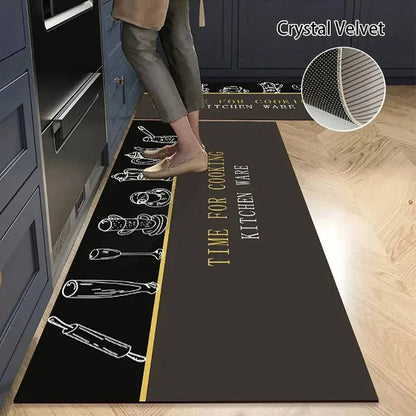 CLEANLY SOFTSTEP – Non-Slip Crystal Velvet Kitchen Mat for Elegant Home Comfort