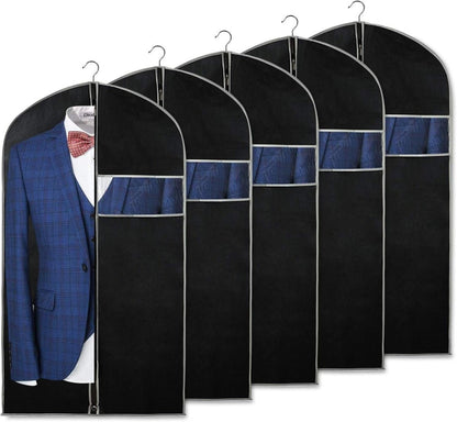 CLOTHARIA – Breathable Garment Cover Set 5-Pack with Clear Window Storage Sleeves
