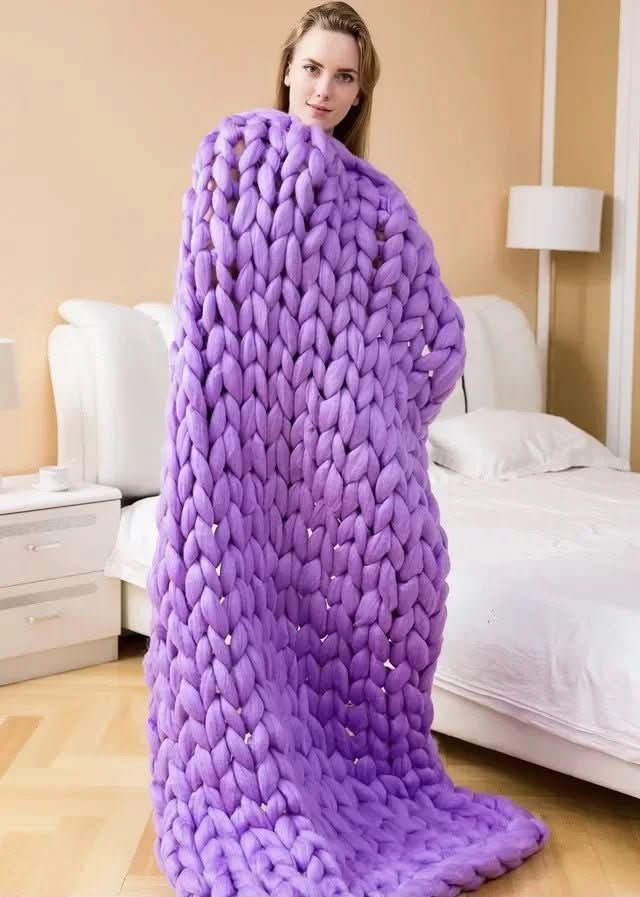 ComfaKnit – Handmade Minky Chunky Blanket for Ultimate Comfort