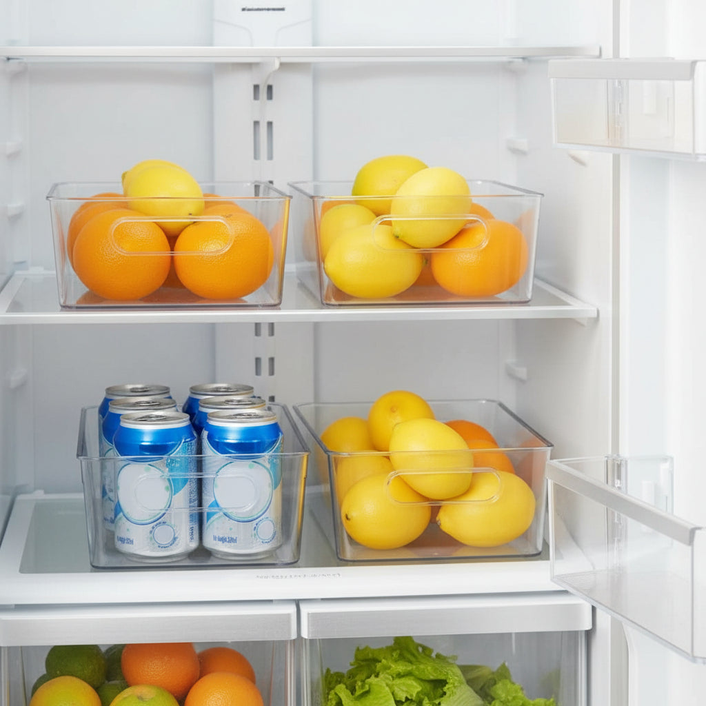 COOLORGANIZE – Transparent Refrigerator Storage Bins for Clutter-Free Kitchen