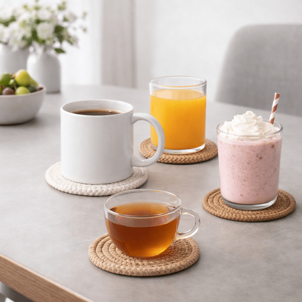 COTONIQ – Minimalist Absorbent Cotton Coasters for Everyday Protection