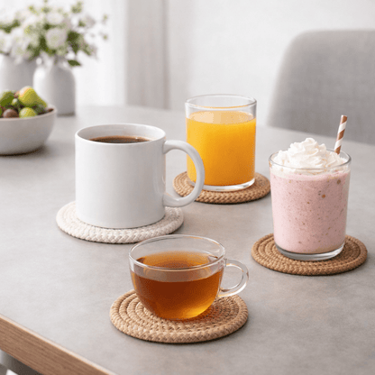 COTONIQ – Minimalist Absorbent Cotton Coasters for Everyday Protection