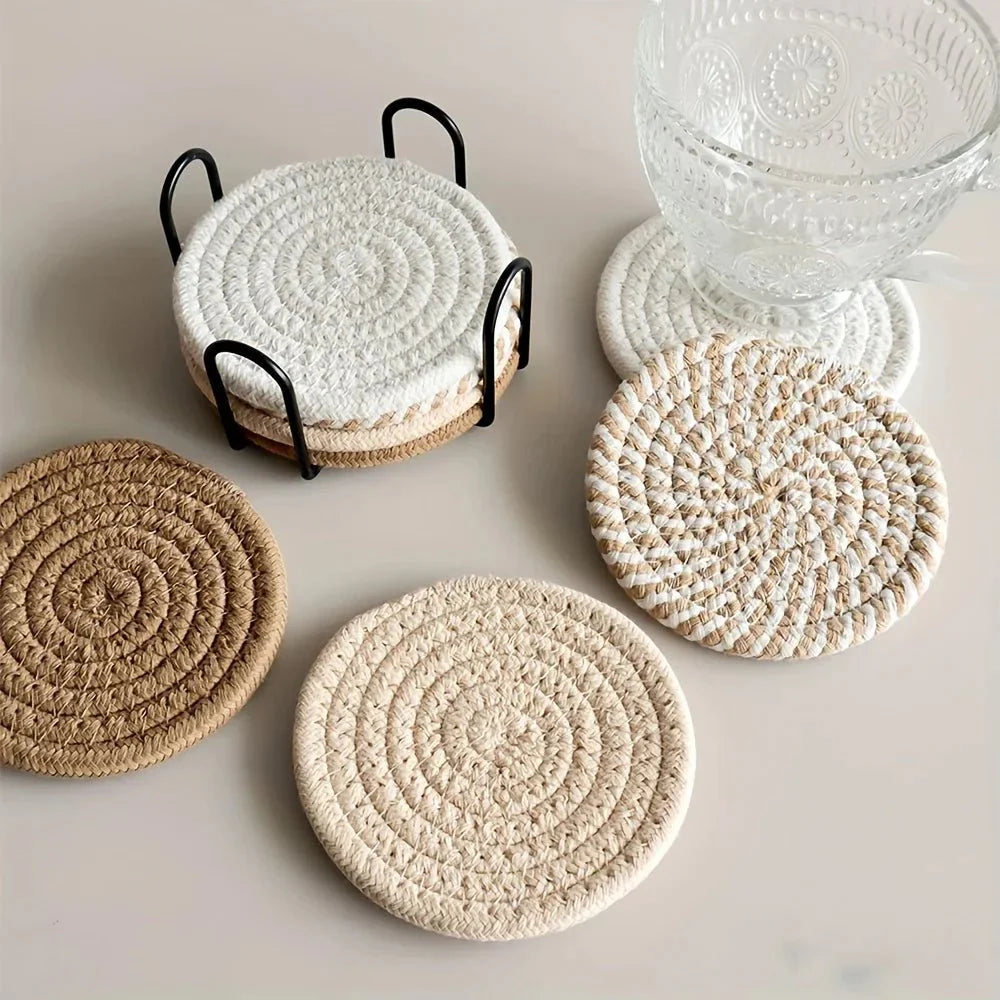 COTONIQ – Minimalist Absorbent Cotton Coasters for Everyday Protection