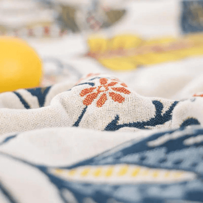 MEADOWNEST BLANKET – Rustic Cotton Blanket with Floral Pattern & Reversible Design