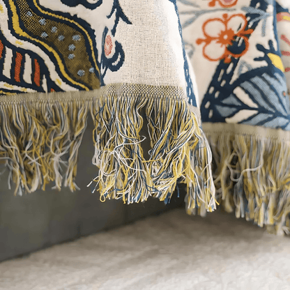 MEADOWNEST BLANKET – Rustic Cotton Blanket with Floral Pattern & Reversible Design