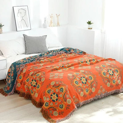COZY LUXE COTTON BLANKET – Elegant Boho Jacquard Sofa Throw & Bedspread
