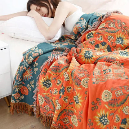 COZY LUXE COTTON BLANKET – Elegant Boho Jacquard Sofa Throw & Bedspread