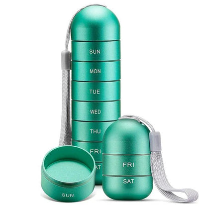DOSEVAULT – Waterproof Aluminum Weekly Pill Organizer with Large Storage