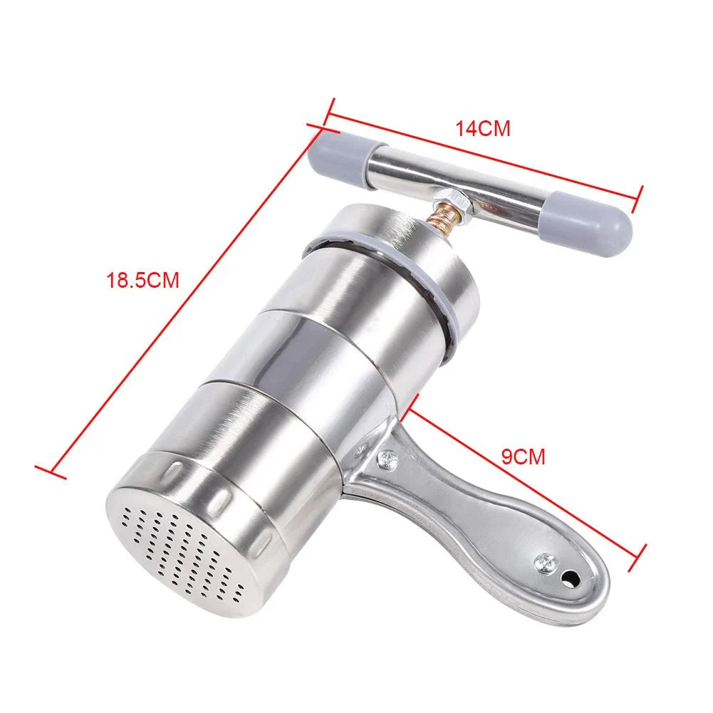 DOUGHEX – Manual Stainless Steel Pasta Maker with 5 Interchangeable Mold Heads