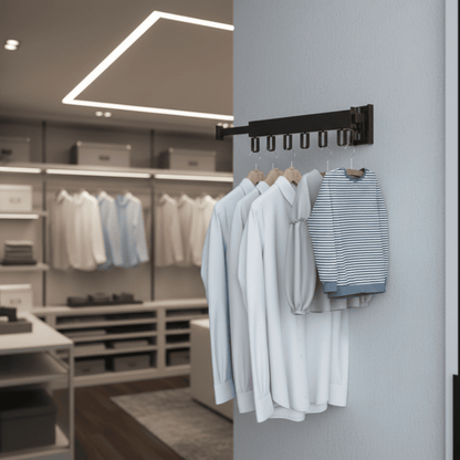 DRYFOLD – Wall-Mounted Retractable Clothes Dryer with Folding Hanger Design