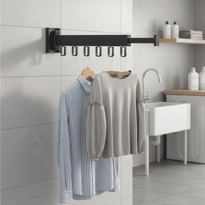 DRYFOLD – Wall-Mounted Retractable Clothes Dryer with Folding Hanger Design