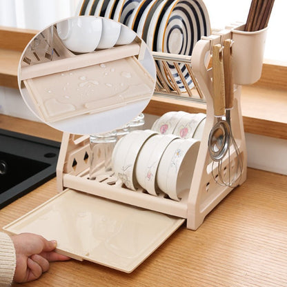 DRYZONE – Space-Efficient 2-Tier Dish Drainer with Utensil Organizer
