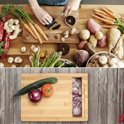 ECOCUT – Sustainable Bamboo Cutting Board with Blade System & Storage Trays