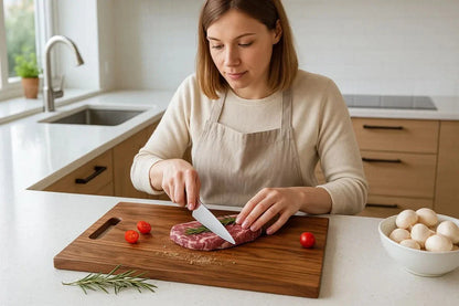 ECOSLICE – Sustainable Acacia Wood Cutting Board with Antibacterial Surface