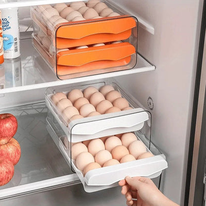 EGGLODGE – 2-Layer Egg Drawer Organizer for Neat & Space-Saving Fridge Storage