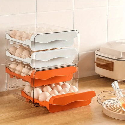 EGGLODGE – 2-Layer Egg Drawer Organizer for Neat & Space-Saving Fridge Storage