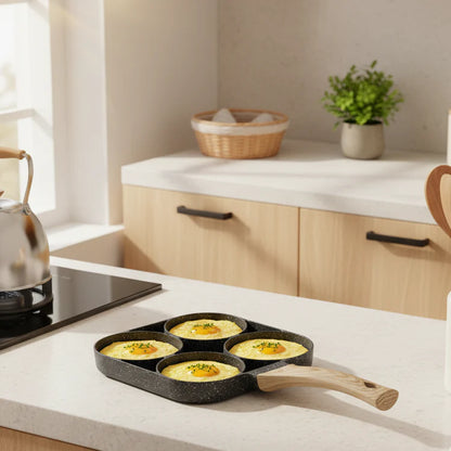 ChefVerra Non-Stick Omelette Pan | 4-hole frying pan for eggs, pancakes, and burgers
