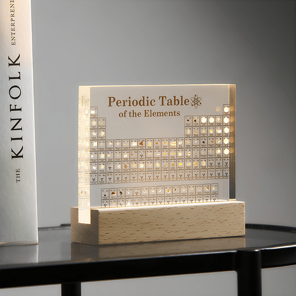 ELEMENTBRIGHT – Illuminated Periodic Table of Elements with 83 Real Chemical Elements